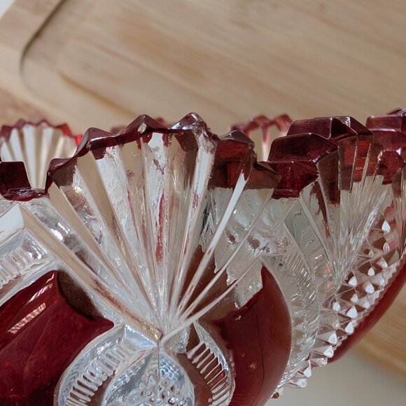 Vintage Small Cranberry Glass Square Ashtray or Candy Nut Trinket Dish - Picture 11 of 12